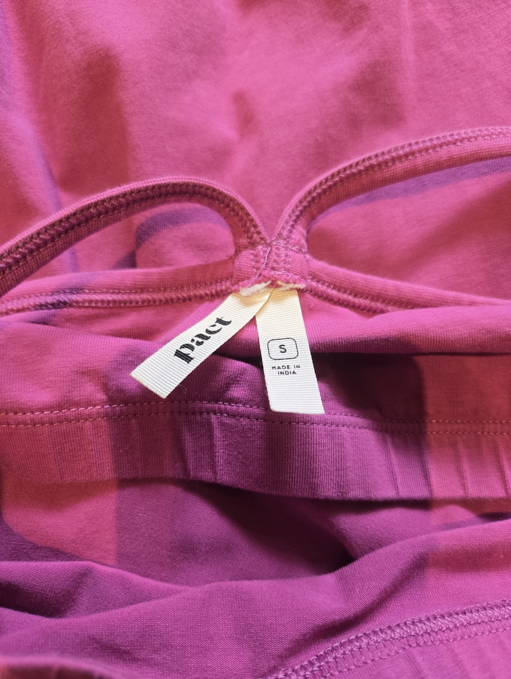 Pact Organic Cotton Fit & Flare [Small] Midi Dress Built In Bra Rose Pink - Picture 7 of 9